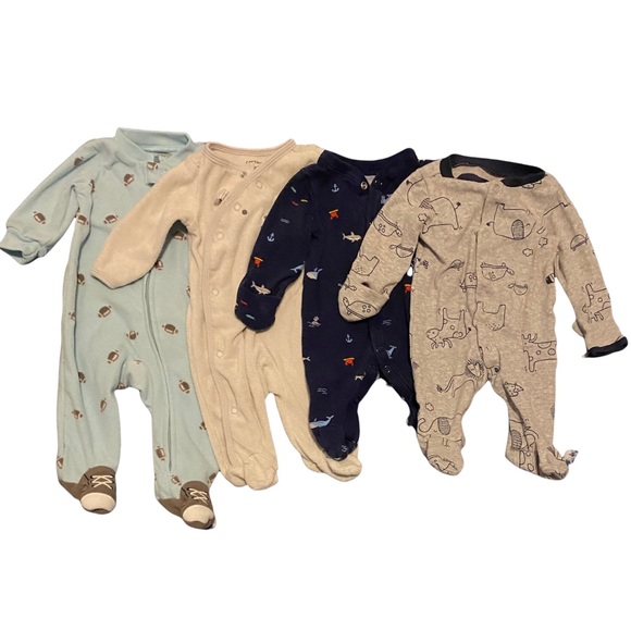 Carter's Other - 4 Carter’s Footie Onsies Pajamas Outfits One Piece Bodysuits Baby Boy Newborn Nb